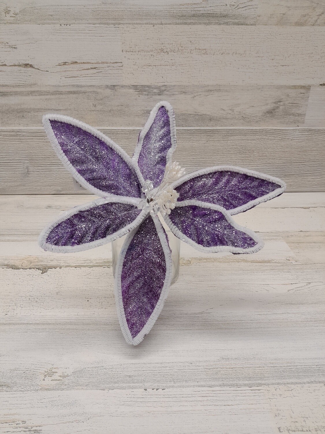 12&quot; Snowy Poinsettia Pick Purple