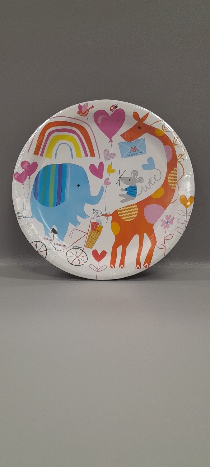 8pc 9&quot; Plates Zoo Baby Shower