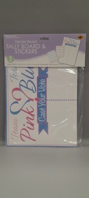 3pc Gender Reveal Tally Board & Stickers 3pc Gender Reveal Tally Board & Stickers