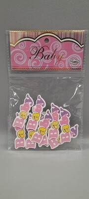 10PC WOOD BABY STICKERS PINK