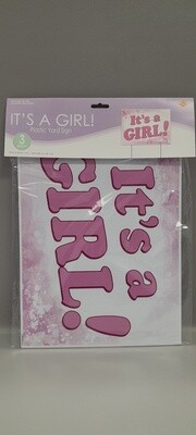3PC 12"X16" IT'S A GIRL YARD SIGN PINK