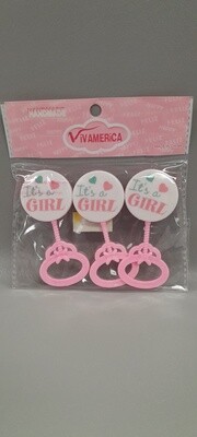 3PC IT'S A GIRL RATTLE PINK