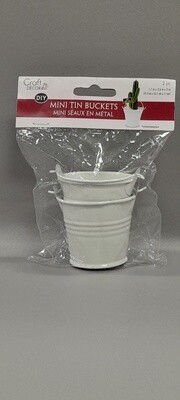 2pc 1.7&quot;x2.6&quot;x2&quot; Tin Buckets White