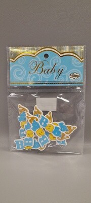 10PC WOOD BABY STICKERS BLUE
