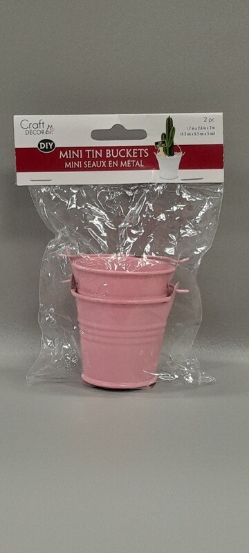 2pc 1.7&quot;x2.6&quot;x2&quot; Tin Buckets Pink