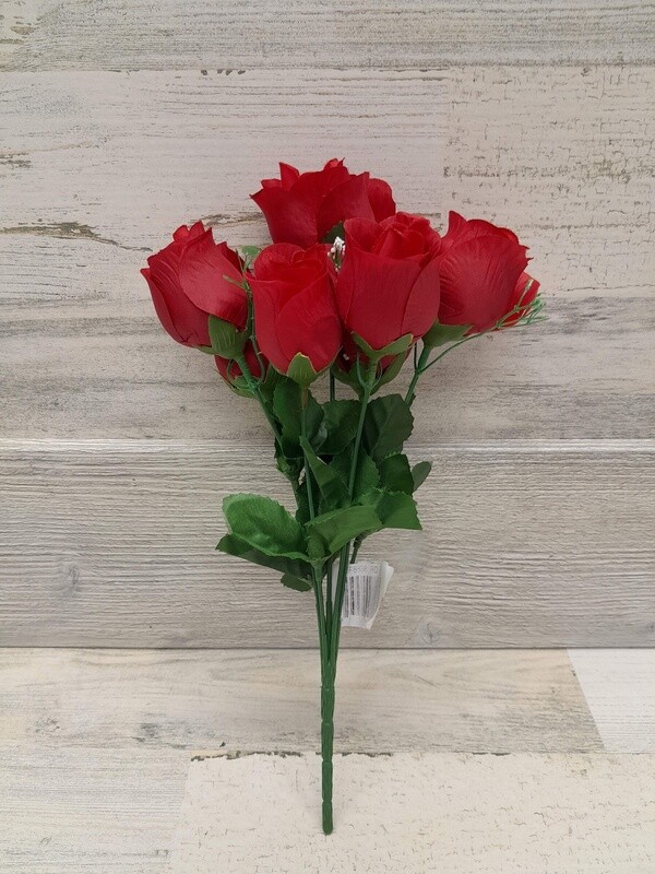 12&quot; Rosebud Bush x7 w/1.5&quot;-2&quot; Heads Red