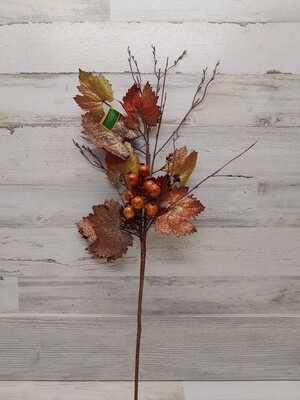 32&quot; Glitter Leaf/Berry Spray Red/Green