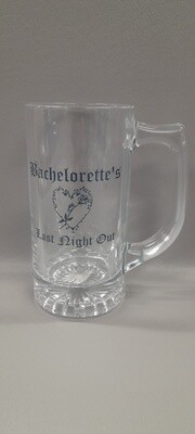 Beer Stein Bachelorettes Last Night Out Clear/Blue