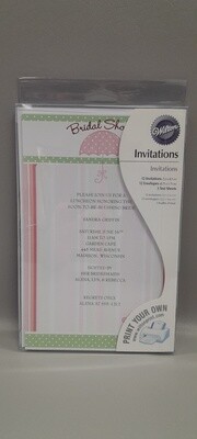 12pc Umbrella Bridal Shower Invitations Pink/Green