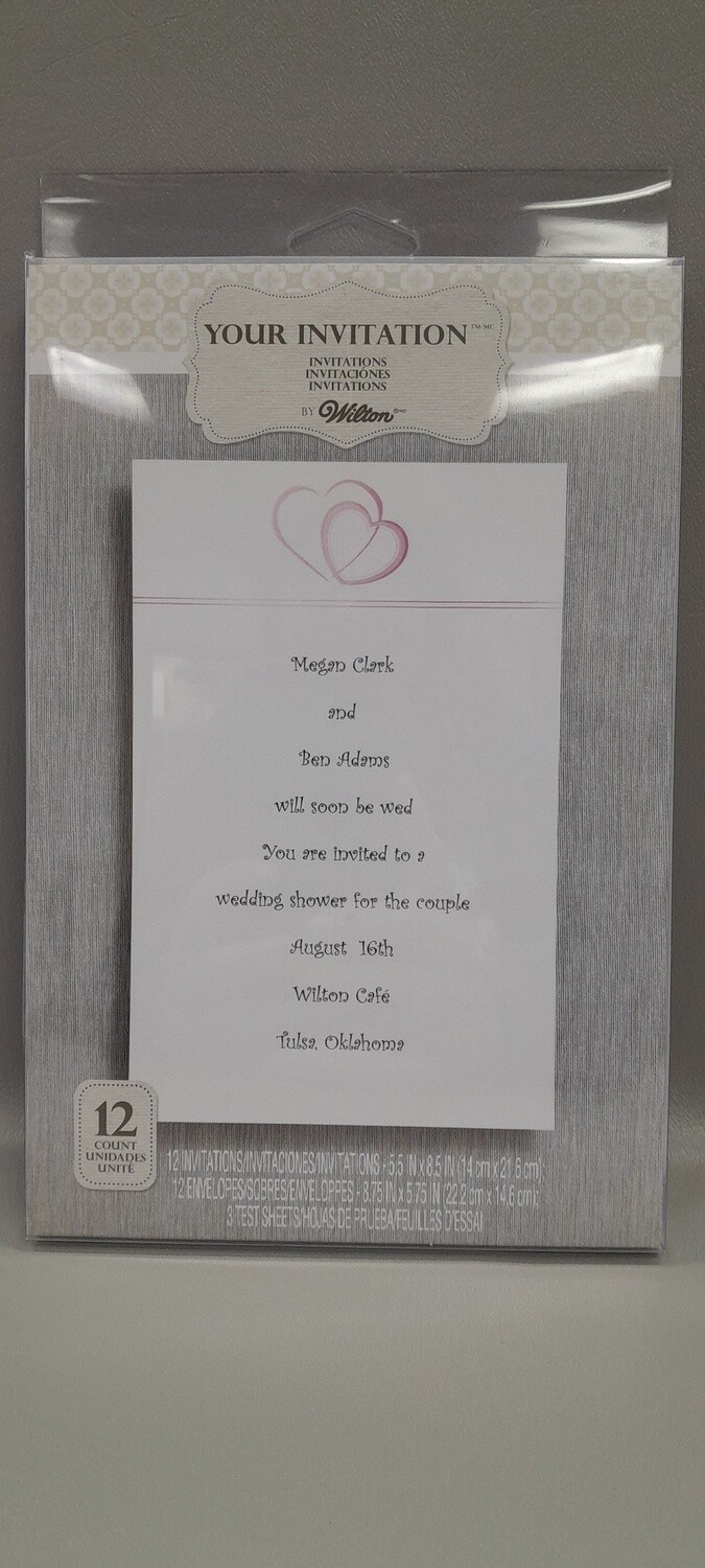 12pc Invitation Kit W/Hearts Pink