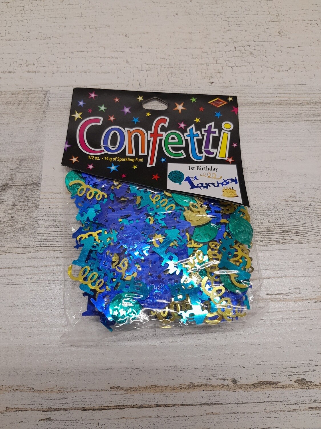 1/2oz 1st Birthday Confetti Blue