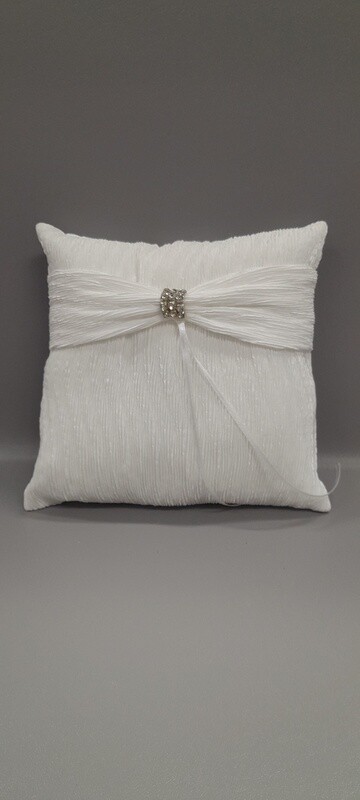 7&quot; Ring Pillow w/Rhinestones  White