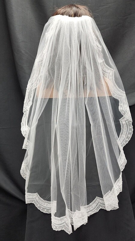 1pc 31&quot;x72&quot; White Veil w/Lace Edge