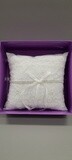 7.5&quot; Ring Pillow w/Lace/Rhinestones White