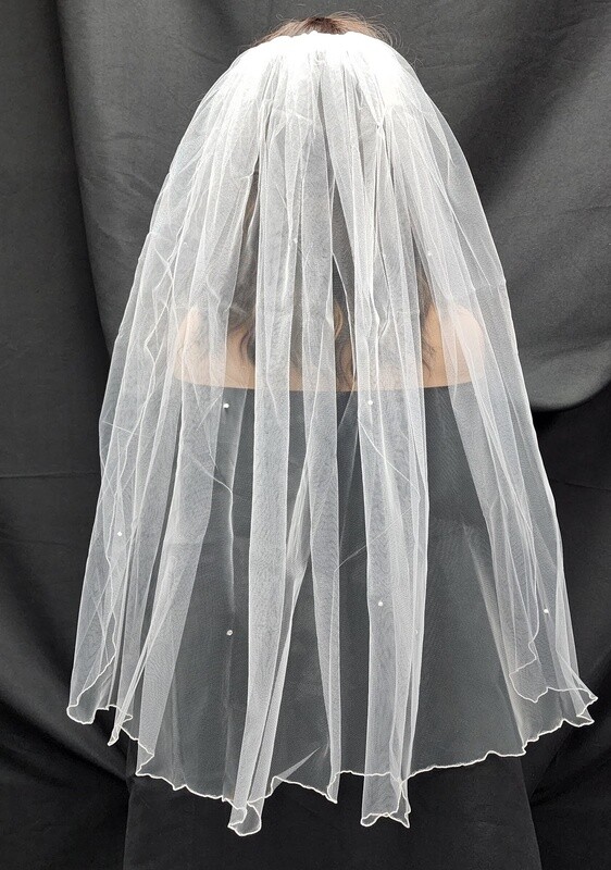 1pc Veil With Rolled Edge Ivory