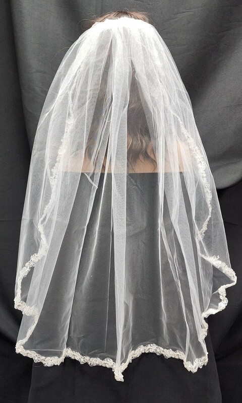 1pc Veil With Embroidery/Beading Ivory