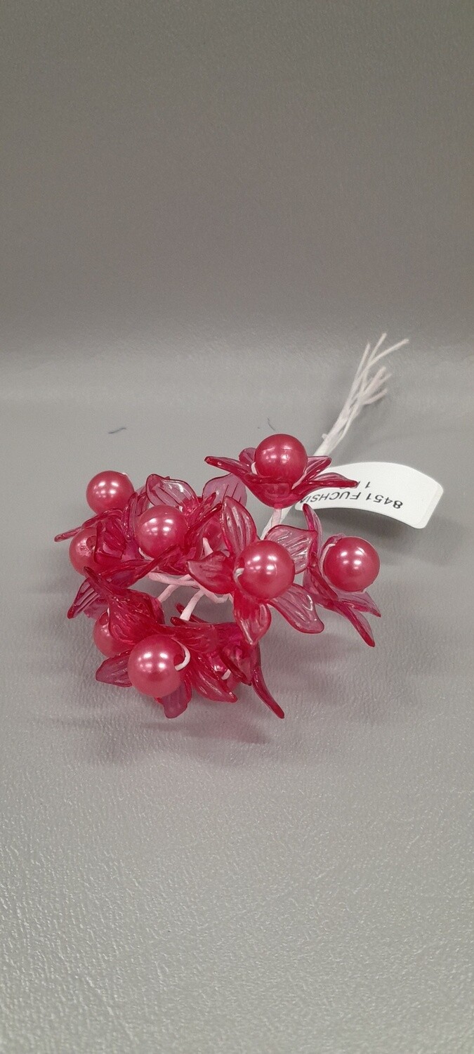 1pc Pearl Flower Pick Fuchsia