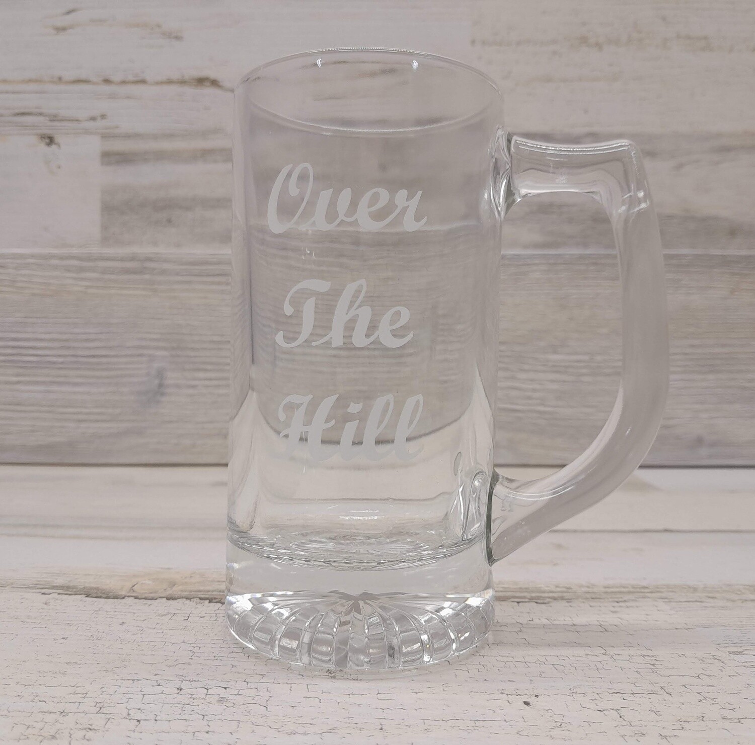 Beer Stein Over The Hill Clear/White (Glass)