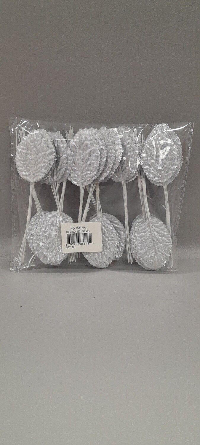 12pc 2&quot; Leaf Picks Silver