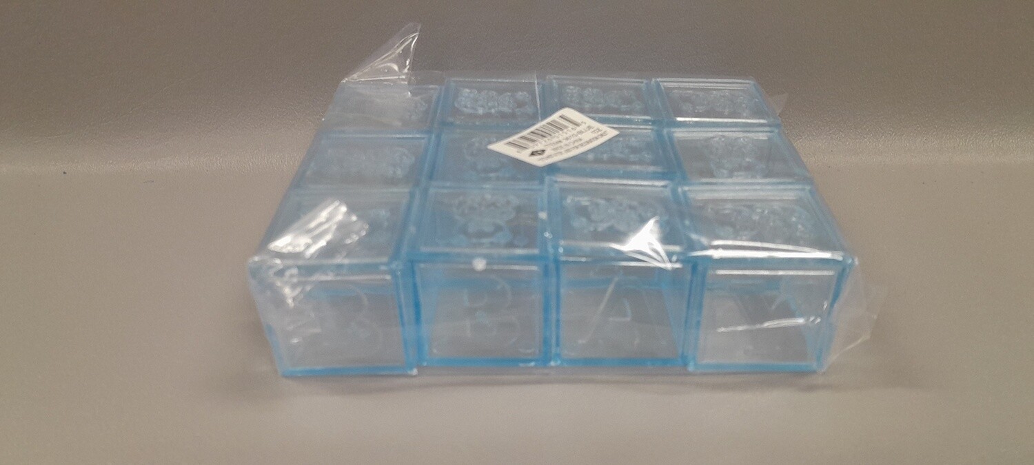 12pc 1.25&quot; Plastic Baby Block Containers Blue