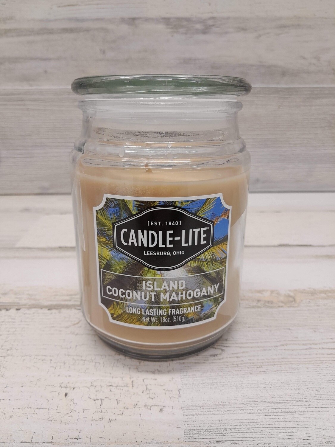 18oz 1 Wick Jar Candle Island Coconut Mahogany