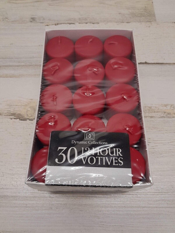 30pc 12 Hour Votive Unscented Red