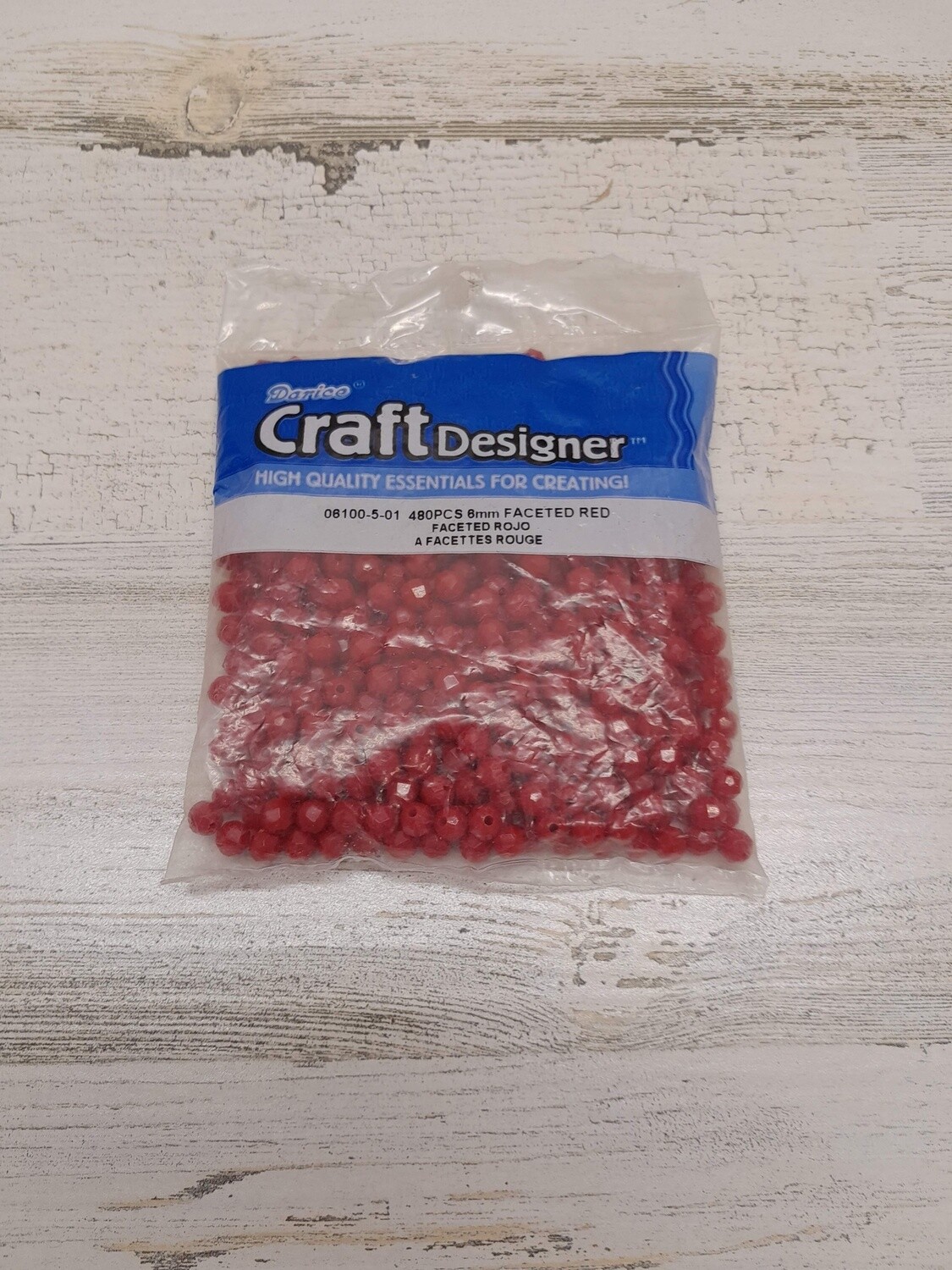 480pc 6mm Faceted Beads Red