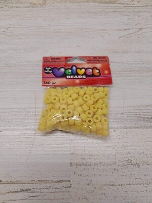 160pc 9mm Flocked Pony Beads Yellow