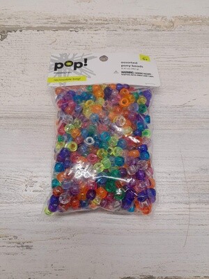 6.41oz Pony Beads Glitter Multi