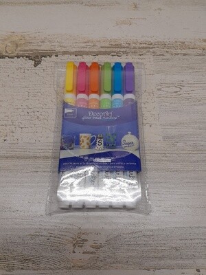 6pc 1mm Glass Paint Markers Multi