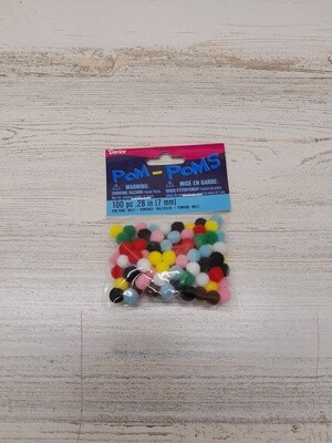 100pc 7mm Pom-Poms Multi