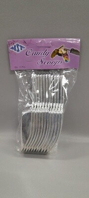 12pc 5.5&quot; Plastic Candy Scoop Silver