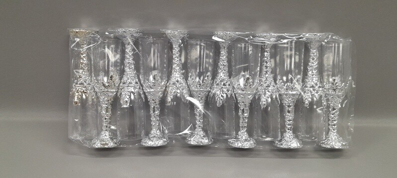 12pc 4.25&quot; Plastic Champagne Cup Silver