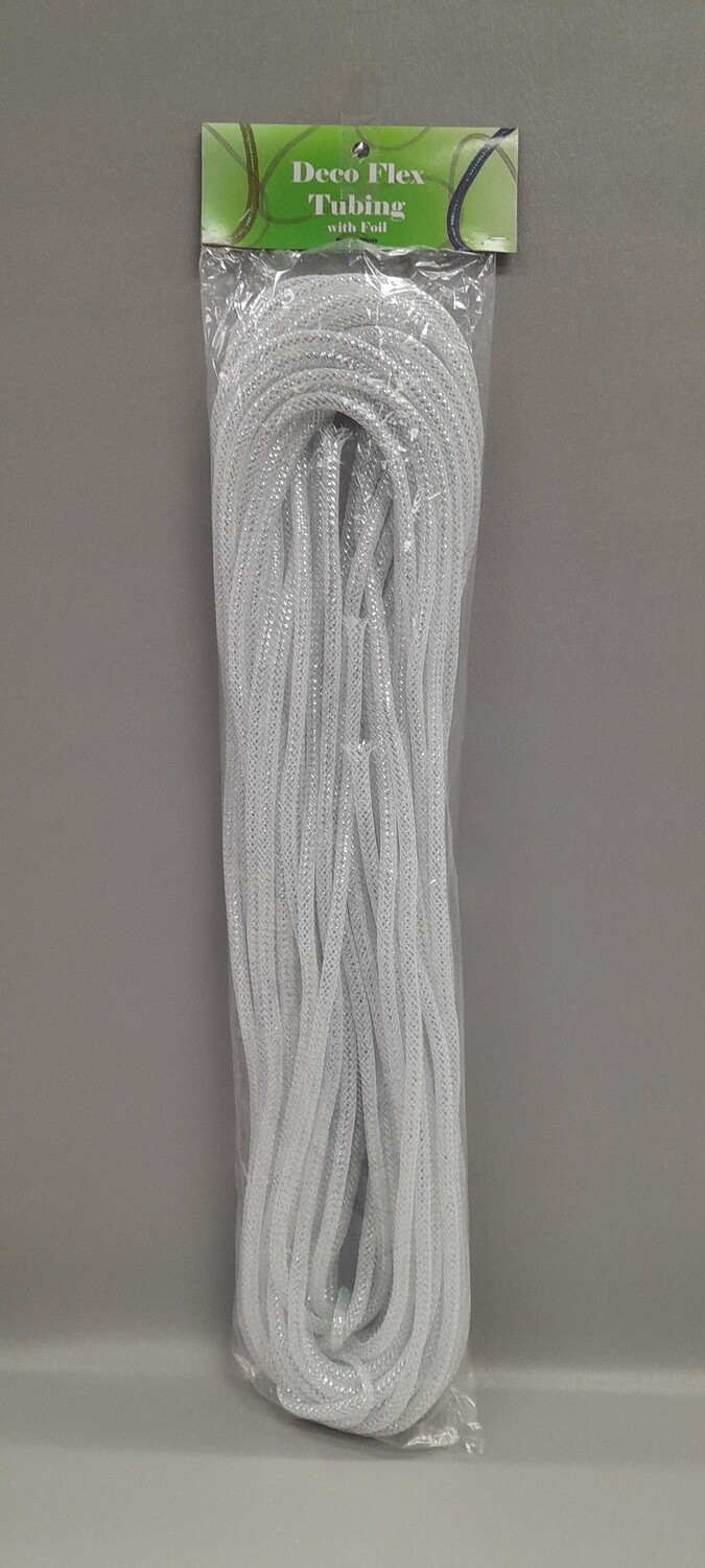 8mm x 30yd Mesh Tubing White/Silver