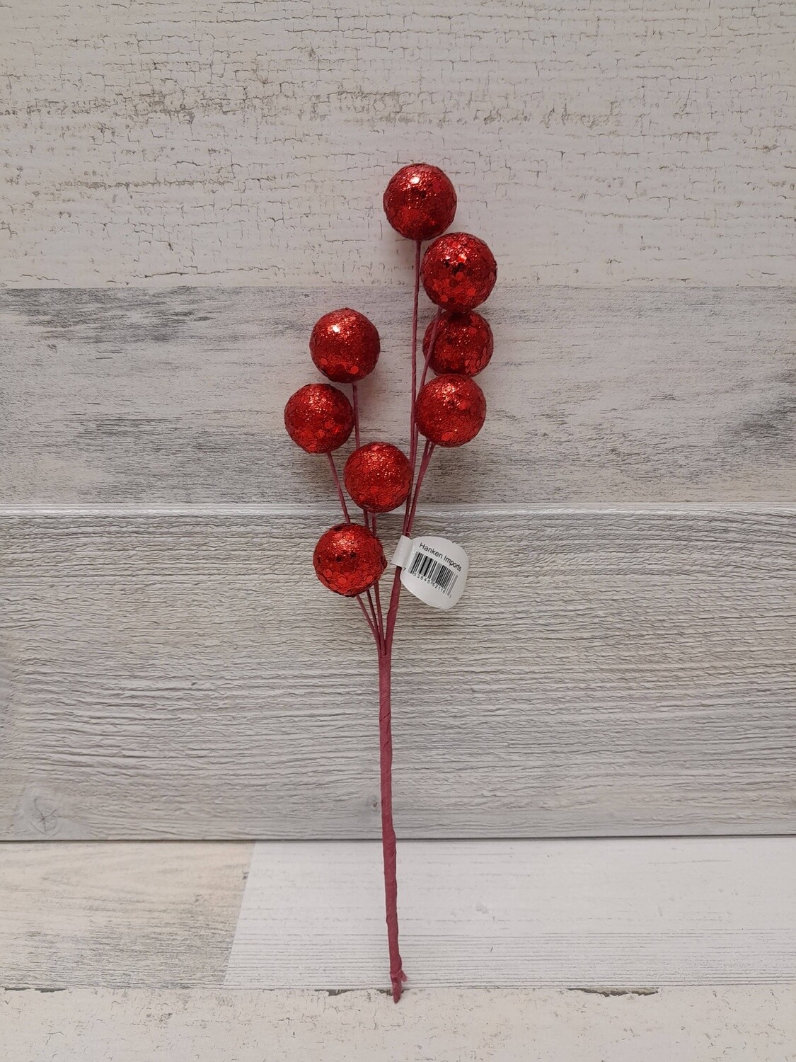 11&quot; Glitter Ball Pick x8 Red