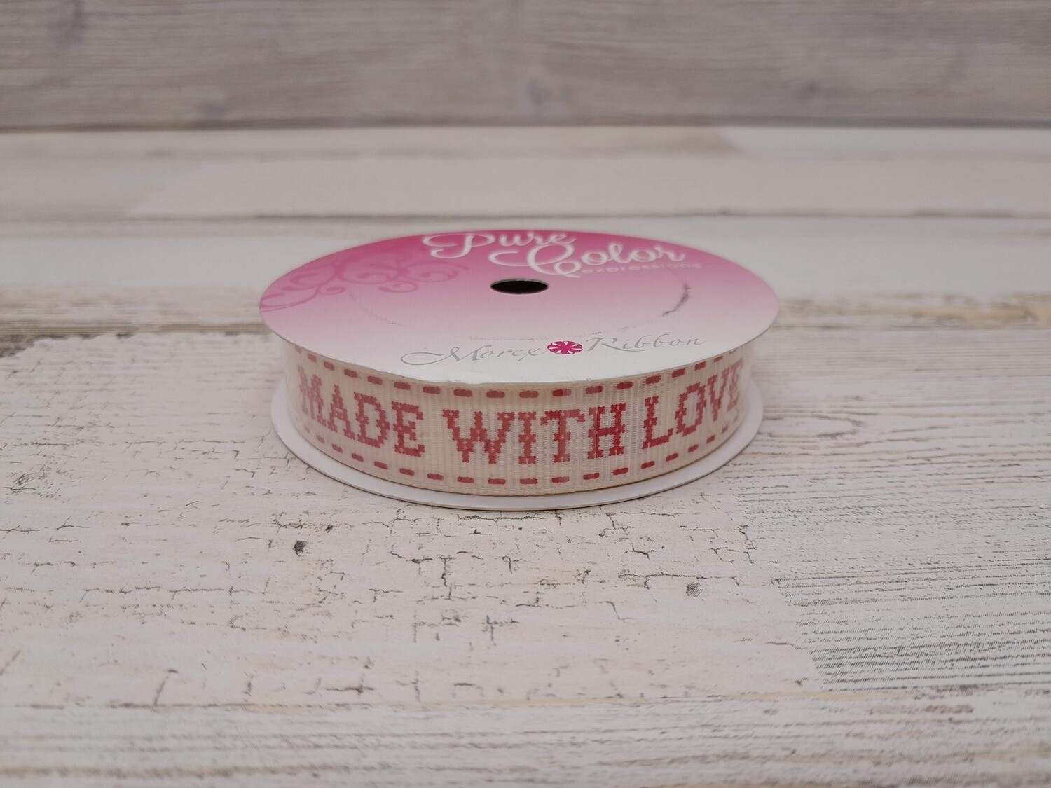 5/8&quot;x5yd Made With Love Ribbon Country Red