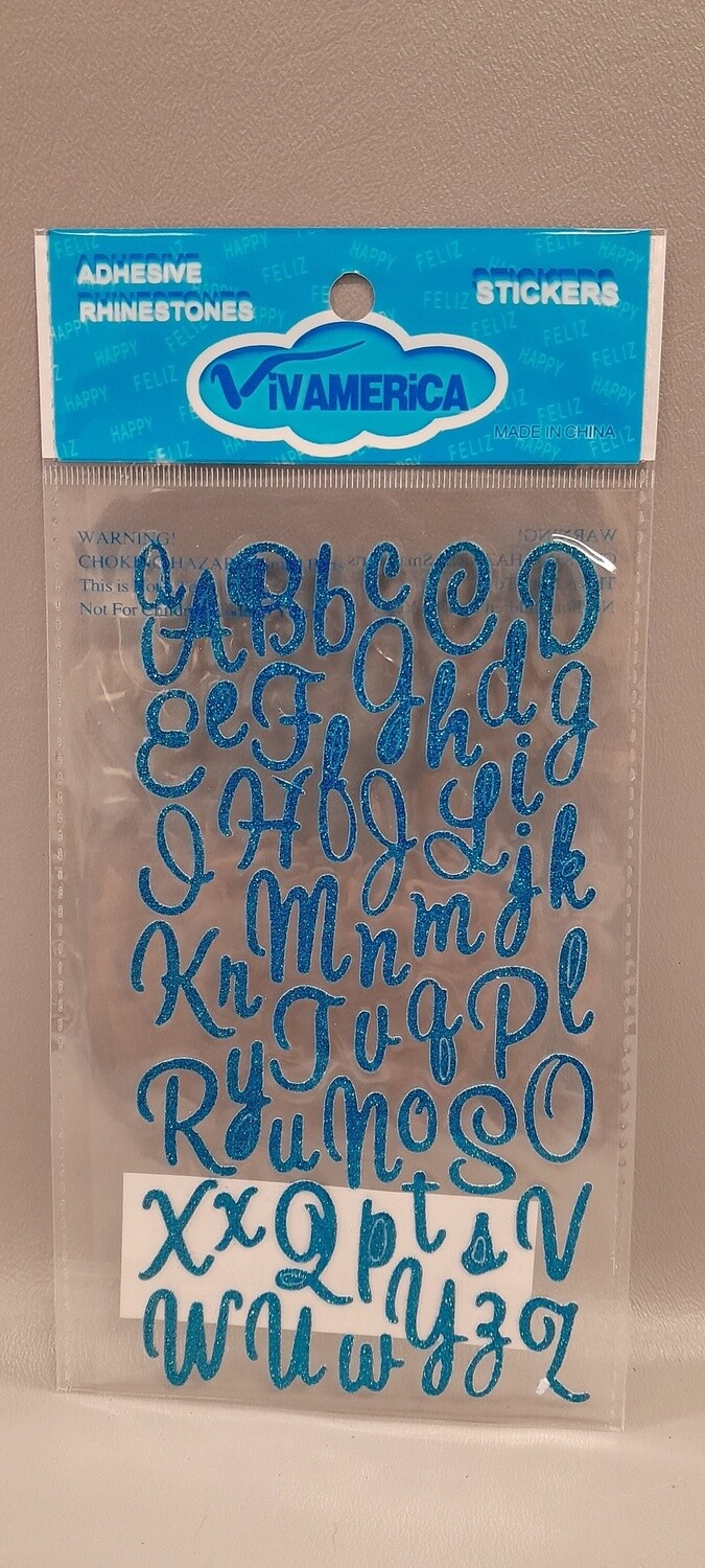 Adhesive Glitter Letters Aqua