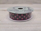 .875&quot;x10yd Polka Dot Ribbon Black/Pink