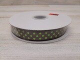 5/8&quot;x25yd Grosgrain Dots Brown/Green