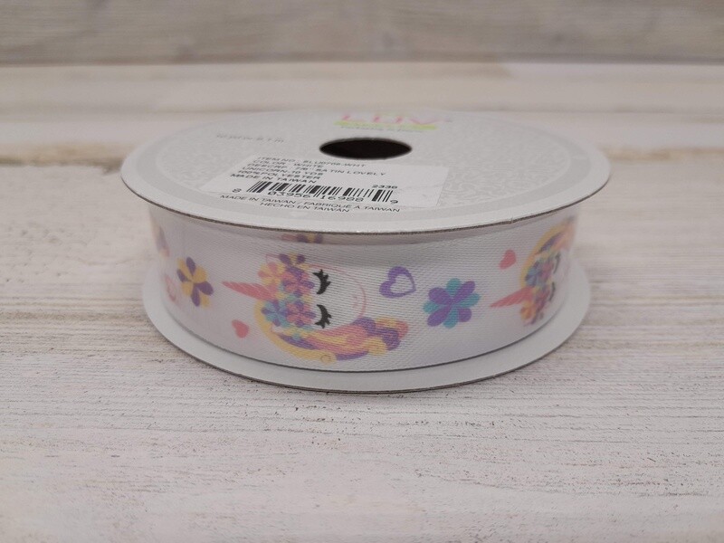 7/8&quot;x10yd Unicorn Satin Ribbon White