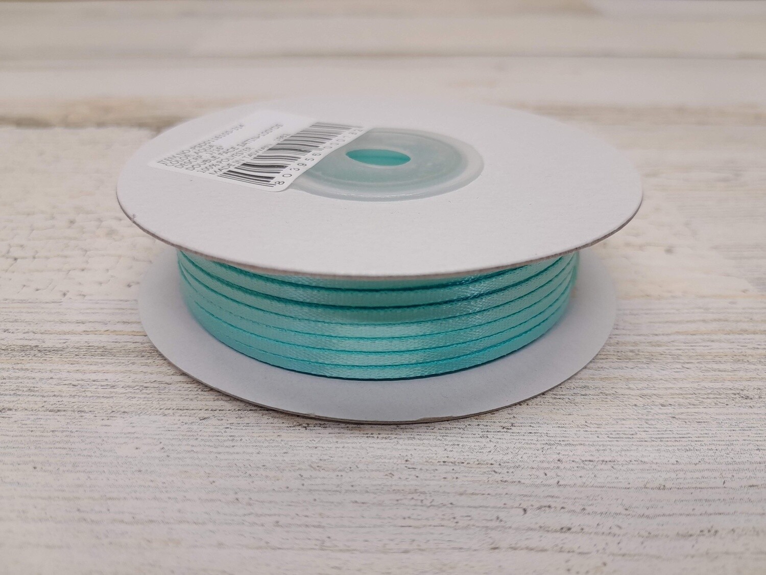 1/16&quot;x100yd Double Faced Satin Aqua