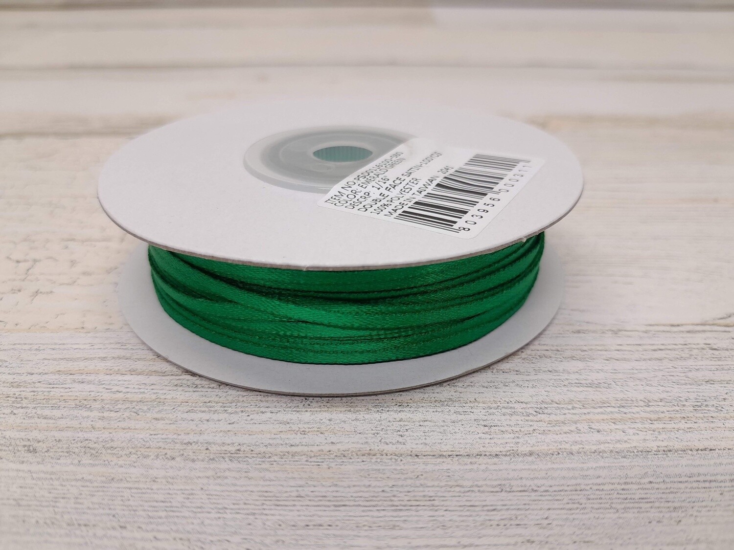 1/16&quot;x100yd Double Faced Satin Emerald