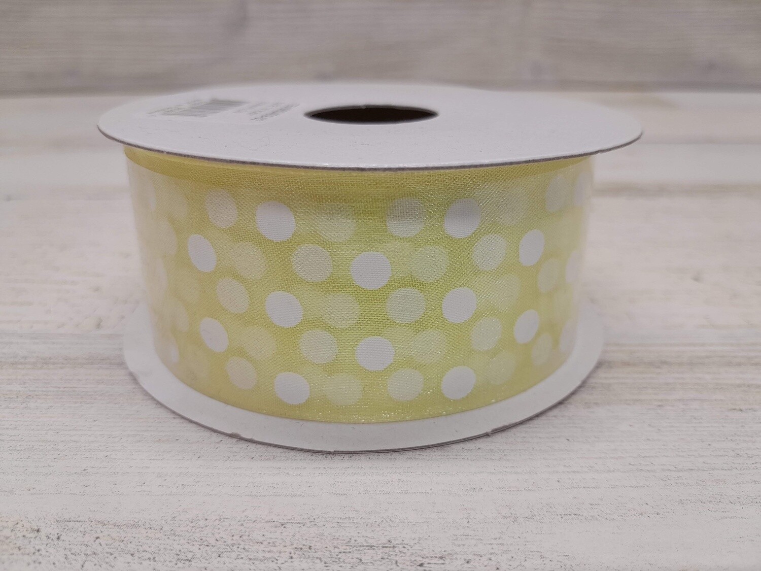 *1.5&quot;x25yd Polka Dots Sheer Light Yellow