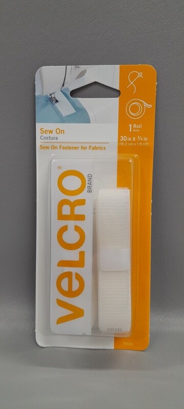 .75&quot;x30&quot; Sew-On Velcro White