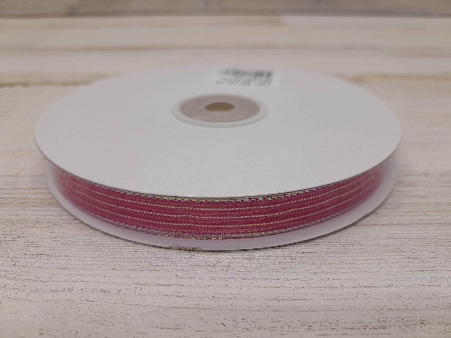 3/8"x50yd Sheer Metallic Stripe Fuchsia/Iridescent