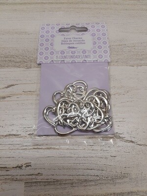 15pc Heart Favor Charms Silver