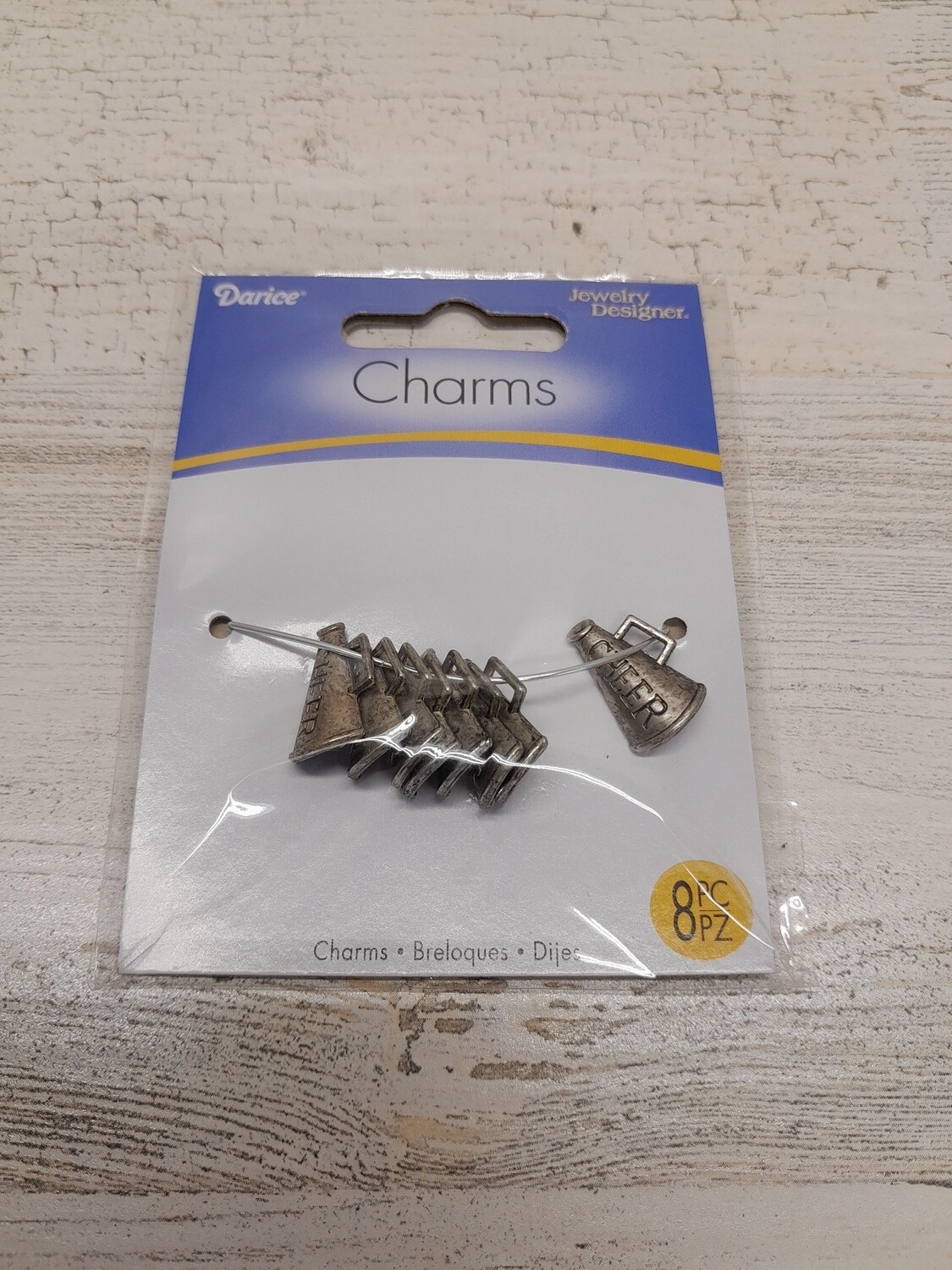 Metal Charms Silver Cheer 8 Pkg