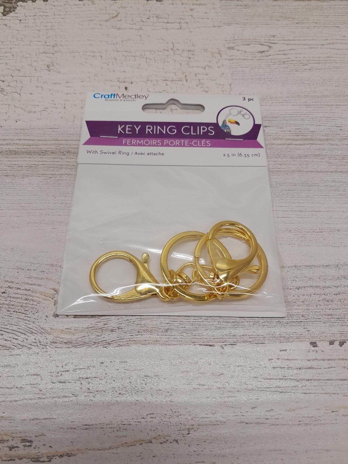 2pc 2.5 Swivel Key Ring Clips Gold