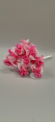 3.5&quot; Organza Rat Tail Flower Pick x10 w/1&quot; Head Fuchsia