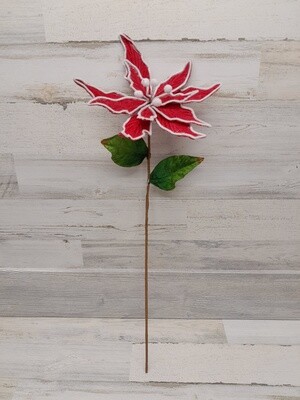 10.5&quot; Snowy Poinsettia Spray Red